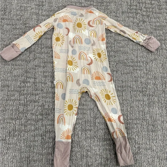 Little Sleepies Cream Sun & Rainbow Footed One-Piece Pajama Zippie - Picture 3 of 3